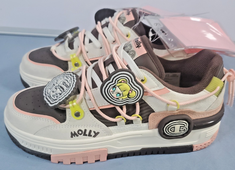 Champion x POP MART Molly Super Champion Sneakers Womens Size 6.5 Pink Brown NEW